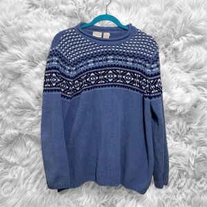 Erika Men's Navy and White Crewneck Sweater